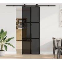 Berkfield Home Sliding Door with Hardware Set 76x205 cm Tempered Glass&Aluminium in Black