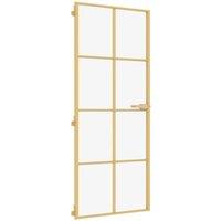 Berkfield Home Interior Door Slim Golden 93x201.5 cm Tempered Glass & Aluminium in Gold