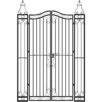 Berkfield Home Elegant Garden Gate Black 121x8x180 cm Wrought Iron | Size: 121 x 8 x 180 cm