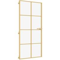 Berkfield Home Interior Door Slim Golden 93x201.5 cm Tempered Glass & Aluminium in Gold