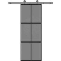 Berkfield Home Sliding Door Black 76x205 cm Tempered Glass & Aluminium