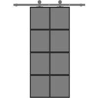 Berkfield Home Sliding Door Black 90x205 cm Tempered Glass & Aluminium