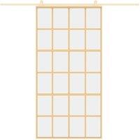 Berkfield Home Sliding Door Gold 102.5x205 cm Clear ESG Glass & Aluminium