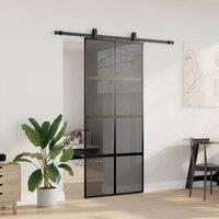 Berkfield Home Sliding Door with Hardware Set Black 90x205 cm Tempered Glass