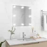 Berkfield Home Wall Mirror with LED Lights Square Glass in Silver