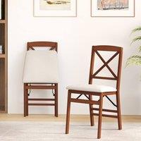 Costway Folding Dining Chairs Set of 2 Kitchen Side Chairs W/Padded Seat in Walnut