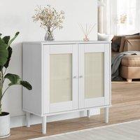 Berkfield Home Sideboard SENJA Rattan Look White 80x35x80 cm Solid Wood Pine | Size: 80 x 35 x 80 cm