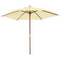 Nordara 2.5M Wooden Garden Parasol Outdoor Patio Sun Shade Canopy in Cream | Size: 100 cm x 60 cm
