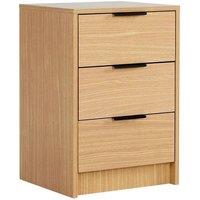 Nordara Oak Effect 3 Drawer Bedside Table Bedroom Storage Cabinet in Natural | Size: 100 cm x 15 cm