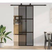 Berkfield Home Sliding Door with Hardware Set Black 76x205 cm Tempered Glass
