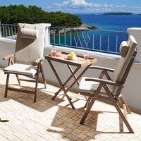 Wyld and Coco Acacia Wood 2Seat Folding Bistro Set with Taupe Cushions in Brown