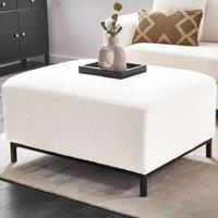 Wyld and Coco White Boucl Rectangular Footstool Solid Wood Stainless Steel Legs