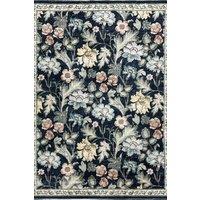 THE RUGS Classical Collection Midnight Florals Soft Pile Black Rug & Runner | Size: 120 cm x 160 cm