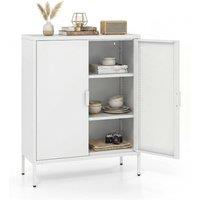 Costway Metal Storage Cabinet Buffet Sideboard w/2 Doors & Adjustable Shelves in White