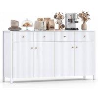 Costway 160cm Sideboard Buffet Cabinet 4-Door Storage Organizer w/4 Drawers in White