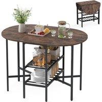Costway Folding dining table Oval dining table w/2 folding panels Dining table in Brown