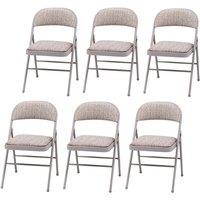 Kelvenix 6 x Folding Chairs-TRESTLE TABLE PICNIC BBQ PARTY CHAIRS in Beige | Size: 100 cm