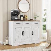 Kelvenix Sideboard Kitchen Cabinet with 3 Drawers in White | Size: 0.6m2