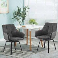 Kelvenix Grey Swivel Dining Chairs Faux Leather Padded Seat