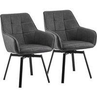 Kelvenix 2 Pcs Dining Chair Faux Leather Soft Padded Chair-Grey in Grey
