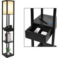 Kelvenix Wooden Floor LampStanding Shelf Reading Light in Black
