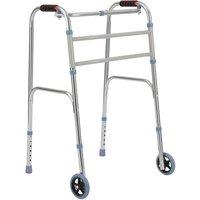 Kelvenix Lightweight Folding Walker Adjustable Wheeled Walking Aid in Silver