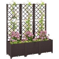 SPETLEK Plastic Raised Planter Box with Trellis Drainage Holes in Dark Grey | Size: 10kg
