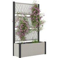 SPETLEK Mixed-grey Rattan Raised Planter Box Climbing Trellis Garden Plant Bed in Grey | Size: 1.25kg