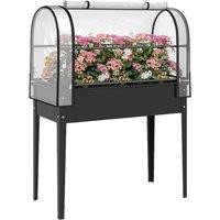 SPETLEK Black Metal Raised Planter Box with Flip-up Greenhouse Cover | Size: 1.25kg