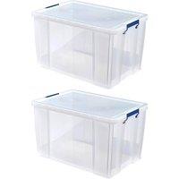SPETLEK 2 Pack Large Capacity Plastic Storage Boxes With Sealed Lids in Clear | Size: 800mm