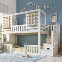 okwish 3ft Single Bunk Bed with Staircase Storage in White