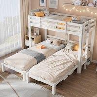 okwish 3ft Single Triple Sleeper Bunk Bed with Side Ladder in White