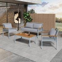 okwish Garden Furniture Set with Rattan Finish in Grey