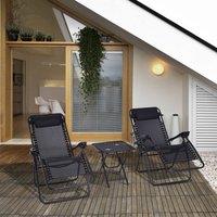 okwish 3-Piece Garden Chair Set with reclining chairs in Black