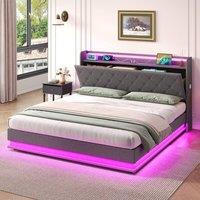 okwish 4ft6 Double Ottoman Bed with USB grey linen