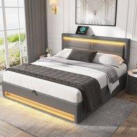 okwish Bed Frame 6ft Super King with USB grey