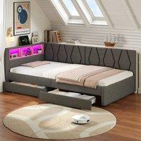 okwish Bed Frame 3ft Single with storage grey fabric