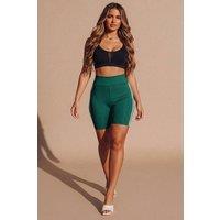 Femme Luxe Women's Emerald With Black High Waist Biker Shorts - Pack of 2 | Size: 7-11