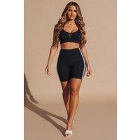 Femme Luxe Women's Rust With Black High Waist Biker Shorts - Pack of 2 in Burnt Orange | Size: 7-11