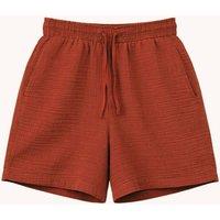MixRay Women's High-Waist Textured Wide-Leg Shorts in Dark Red | Size: Medium