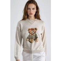 Busem Women's Printed Crew Neck Sweatshirt in Cream | Size: Small