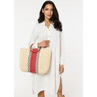 Liquorish Women's Striped Woven Beach Tote Bag in Natural