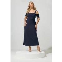 Yours Women's Cold Shoulder Maxi Dress in Mid Navy | Size: 16