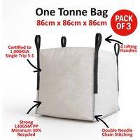 SPETLEK 3 Pack One Tonne FIBC Dumpy Jumbo Bags Builders in White | Size: 1000L