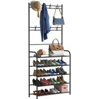 EONLION 5 Tier Shoes Rack Shelf Hat Bag Light Cloth Stand Hanger Organiser in Black