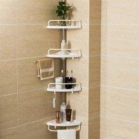 Kelvenix White Plastic-Telescopic Bathroom Wall Corner Shelf Rack 4 Tier Shower