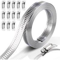 Kelvenix 3M Stainless Steel Hose Clamp Large Adjustable Jubilee Clips in Silver