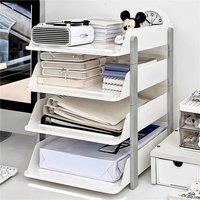 Kelvenix 4tier Home Office Filing Trays Letter Rack Desk in White | Size: 0.6m2