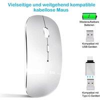 SPETLEK 2.4GHz Rechargeable Wireless Mouse USB Computer Office Portable Mouse in Silver