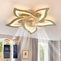 NIVOR 5 Leaf Dimmable Ceiling Fan with Light with Remote 6 Speeds Gold